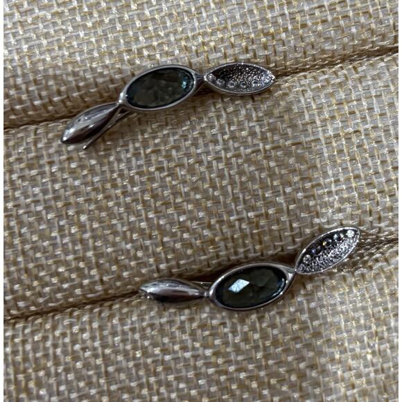 Melinda Maria Ear Crawler Earrings White Diamondettes and Blue Topaz - Picture 5 of 5